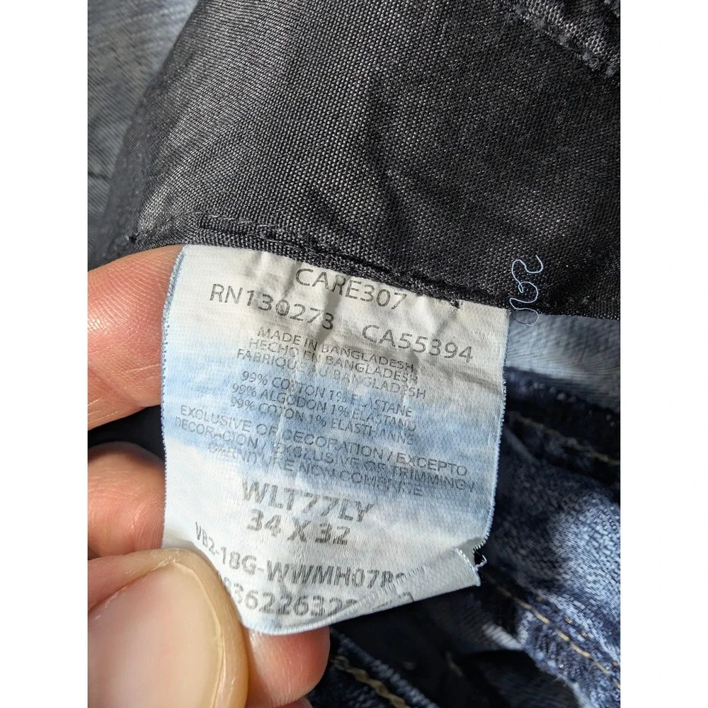 Wrangler Retro Jeans Mens‎ 34x32 Blue Stretch Slim Straight WLT77LY